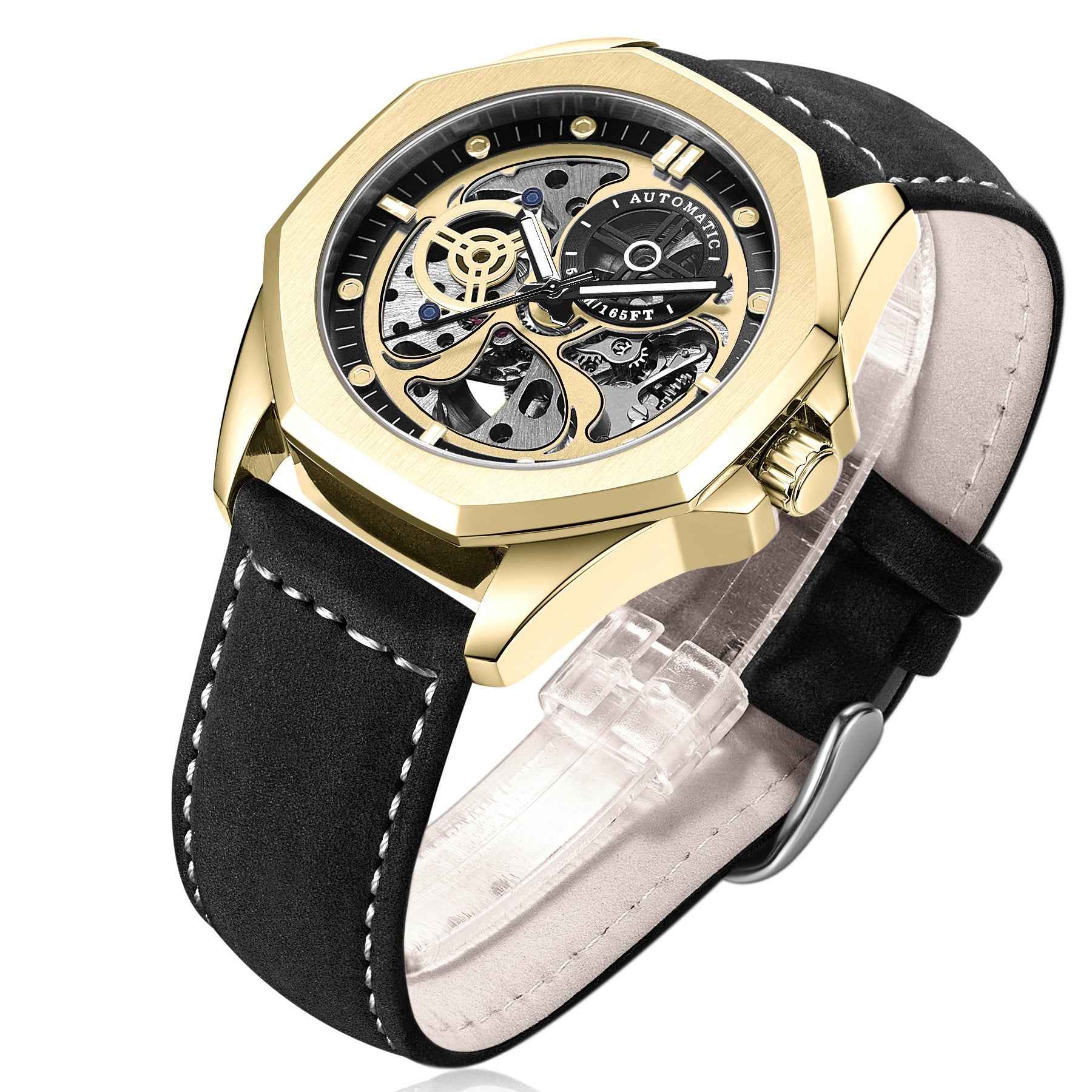 New Hollow Automatic Leather Watch for Men with Waterproof Feature